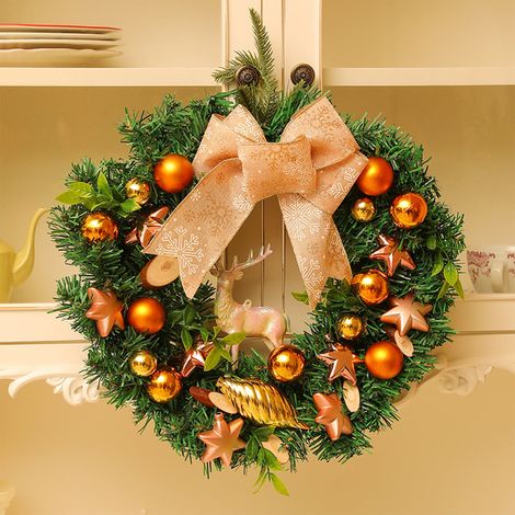 Guirlande De Noël - Couronne De Noël En Raphia Artificielle - Décoration Murale Pour Porte D'Entrée Intérieure - 35 Cm - 1 Pièce (1/5)