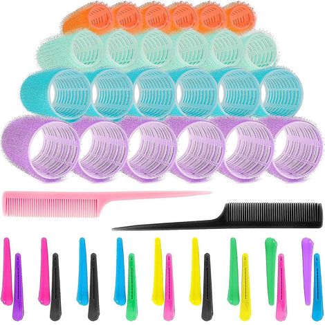 lot De 44 Fers Friser, 24 Bigoudis Autoportants En 4 Tailles Et 18 Pinces Bec De Canard Pour Fixer Les Styles De Cheveux Et 2 Peignes (15-44 Mm) (1/5)