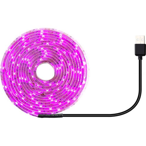 Lampe LED pour Plantes d'Interieur - Strips Flexible avec Adhésif (0.5m/1m/2m/3m - 30/60/120/180 LEDs - 5V IP42) pour Culture, Potager, Succulentes (1/5)
