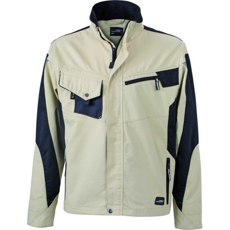 James & Nicholson Arbeitsjacke JN821 Gr. 6XL beige/schwarz
