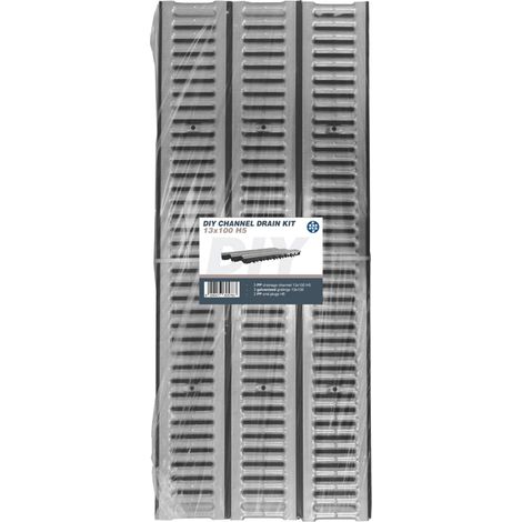 Kit 3 Pezzi. Canalette Nor Cm 13 x 100X5 H + 3 Griglie Zincate Cm 13 x 100
