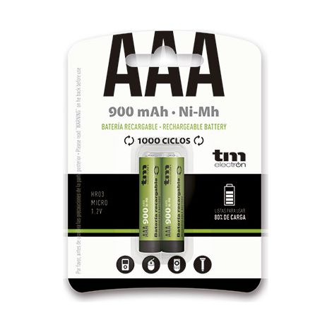 BateriaNi-MH R03 AAA 900mA 1,2V ( 2uds. )