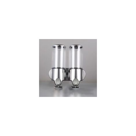 (Trasparente) 500 ml x 2 Dispenser di sapone a parete, dispenser di sapone liquido a doppia erogazione per gel doccia e shampoo per cucina, bagno, hotel - Crezuo