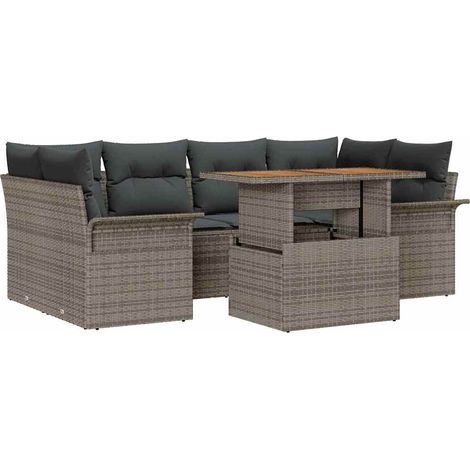 Garden Sofa Set with Storage 7 pcs Grey Poly rattan vidaXL (1/5)