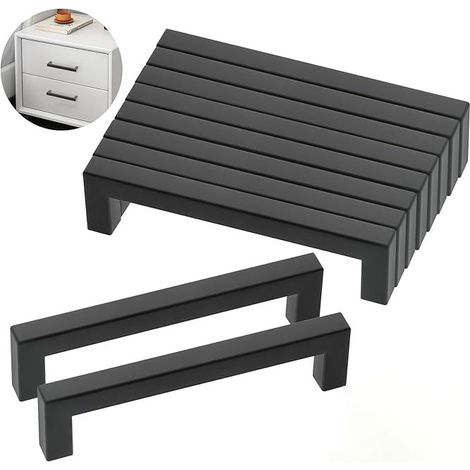 10 Pièces Poignee de Meuble Cuisine Noir 128 mm, Acier Inoxydable Poignées Moderne Carrée Meubles, Poignee de Meuble Noir Cuisine pour Bureaux, Tiroirs, Armoires, Placard (1/5)