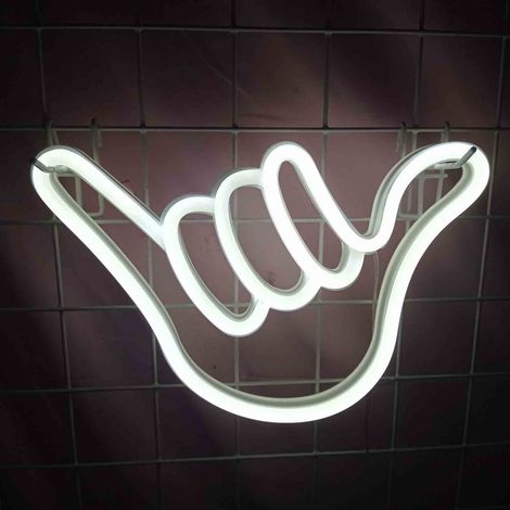 Neon Sign Doigt - Lumière LED Intérieure 22.5 x 22.5 cm - Alimentation USB ou Piles AA - Décoration Murale pour Chambre Enfant Salon Fête (1/5)