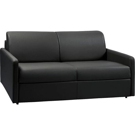Canapé 3 places convertible express en simili noir - Couchage 140 cm - Matelas 22 cm avec mémoire de forme CALIFE (1/2)