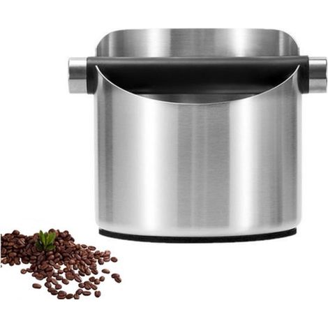 Bac à marc de café - Récipient à marc de café - Boîte à déchets de café - Accessoires pour le café - Acier inoxydable - Argent (1/5)