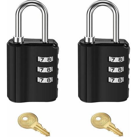 Cadenas A Combinaison Avec Cles 2Pcs, Cadenas De Casier Exterieur Resistant Aux Intemperies A 4 Chiffres Pour Ecole, Salle De Sport, Cloture, Moraillon, Garage, Portail, Boite A Outils (Noir)