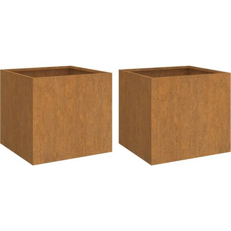 Fioriera rialzata per piante fiori giardino terrazze set da 2 42 x 40 x 39 cm acciaio corten marrone 020038977
