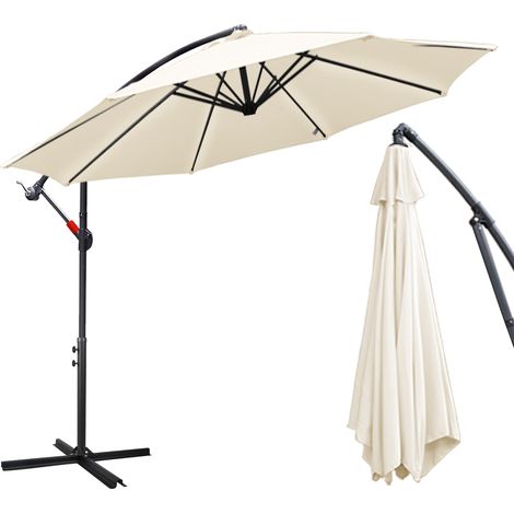 SWANEW Ombrellone da giardino 3,5 m idrorepellente con manovella giardino UV40+ balcone esterno, beige