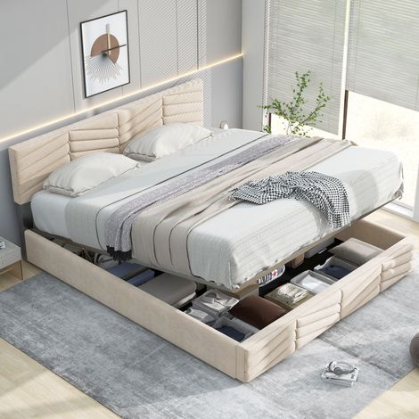 cama matrimonio tapizada cabecero ajustable 140x200 DESVIAE (1/5)