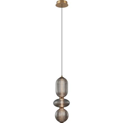 Suspension noire verre fumé LED 15W 3L NICO Italux (1/2)