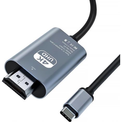 Câble HDMI USB-C 4K 2M Adaptateur USB-C vers HDMI Compatible Thunderbolt 3/4 pour Surface Pro 7/8/9, iPad Pro 2018, Air 2020/2022, Huawei Mate 40, Vivo X80 Pro, Samsung S23 (1/5)