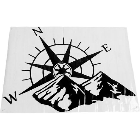 Autocollant Décoratif Vitre Arrière Voiture Motif Montagne Boussole Adhésif Fort Tenue des Couleurs Décalcomanie Universelle Noir 60x47cm (1/5)