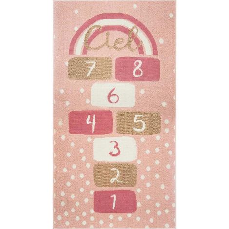 Tapis Déco pour Enfant Marelle 150cm Rose (1/4)