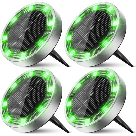 Lot de 4 Spots Solaires Encastrables Peasur 8 LED Inox ABS IP65 Résistants 100kg pour Jardin Allée Terrasse (1/5)