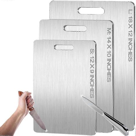 Lot de 3 planches à découper en titane - Planches à découper 100 % titane pur hygiéniques et durables pour la cuisine domestique.