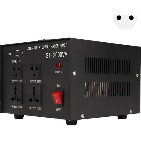 2000-W-Spannungswandler, einstellbar, 110–120 V / 220–240 V Eingang, Auf-/Abwärtstransformator mit EU-Stecker (1/5)