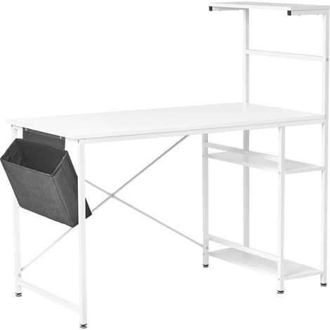 Scrivania Gambe e struttura in ferro per scrivania da ufficio con finitura verniciata a polvere Piano in MDF Bianco Aramingo
