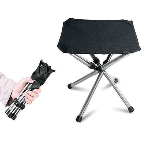 Tabouret Pliant Rétractable 31x31cm pour Camping Pêche Extérieur Portable Acier Inoxydable Léger Résistant (1/5)