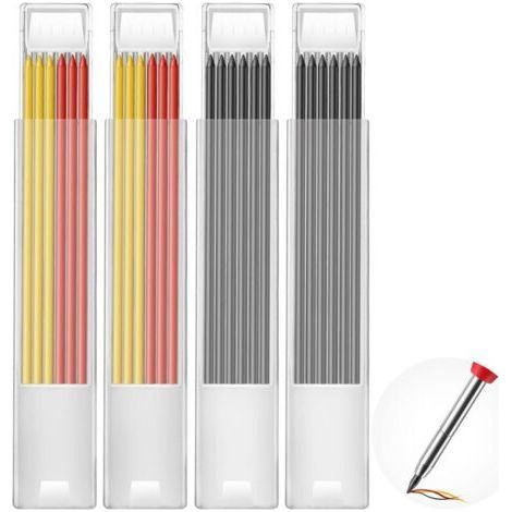 24 ricariche per matite da falegname, mine per matita, strumento per marcare il legno, ricariche per marcatore a foro profondo, rosso, giallo, nero (1/4)
