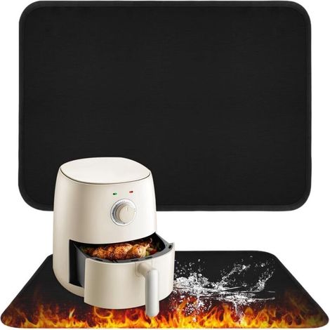 Tapis Résistant à La Chaleur pour Friteuse à Air, 45 x 38cm Tapis Ignifuge en Fibre de Verre, Protecteur de Comptoir pour Plans de Travail de Cuisine, Ondes, Cafetière, Antidérapant et Imperméable (1/5)