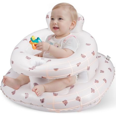 Silla hinchable para bebés de 3 a 36 meses: silla de suelo con respaldo, bomba de aire integrada, base extra ancha y sistema antivuelco. (1/5)