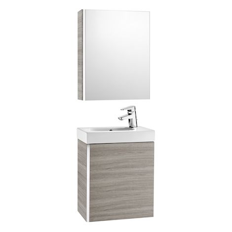 Roca-8414329939330 Roca - Pack con armario espejo (mueble base lavabo y armario espejo) - Serie Mini , Color Arena texturizado