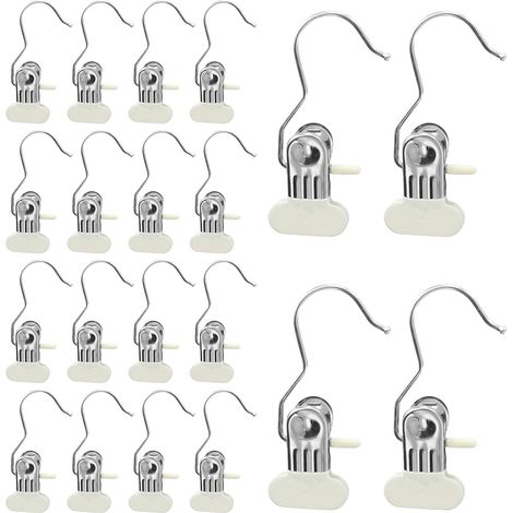 20 ganci appendiabiti portatili, mollette in acciaio inossidabile, girevoli a 360° antiscivolo con clip, ganci appendiabiti 2 in 1 per vestiti e scarpe (1/5)