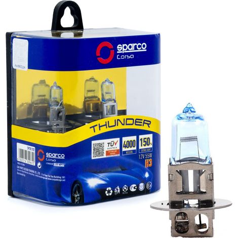 Bombillas halógenas Sparco H3 12 V 4000 K blanco cálido 55 W PK22s, 2 unidades (1/3)