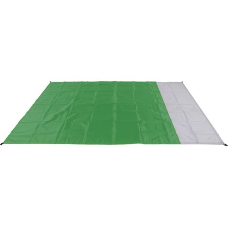Couverture de plage imperméable et portable en polyester, tapis de pique-nique pliable pour camping et pique-nique en extérieur, vert et gris. (1/5)