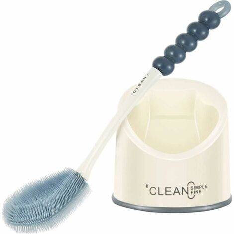 Nazalus-Vente chaude-Brosse WC　Brosse de Toilette Brosse WC en Silicone Antibactérienne balayette WC Ensemble Brosse de Toilettes à Manche Long avec Support Hygiénique le rangement et l'organisation d (1/5)