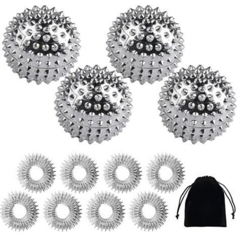 4 Boules D'acupression Magnétiques Et 8 Anneaux De Massage, Balle De Massage ABS, balles picotées pour le soulagement du stress (1/4)