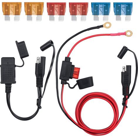Kit cargador USB impermeable para motocicleta de 3,1 amperios con cable terminal SAE, cable SAE a USB, conector de arnés de cable terminal SAE a anillo, arnés terminal SAE a anillo de 0,6 m (1/5)
