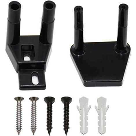 Guide de porte coulissante réglable en nylon - guide au sol noir, anti-oscillation, kit d'installation (1/5)