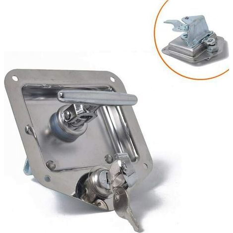 T Forme Acier Inoxydable Remorque RV Voyage Serrure Anti-vol Boîte À Outils Poignée Serrure de Porte pour Caravane Camion Camp Motorhome Patrol Car (1/4)