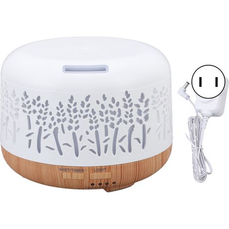 Humidificateur de table 300ml design bois, silencieux, aromathérapie, lumière LED multicolore, 100‑240V prise US (1/5)