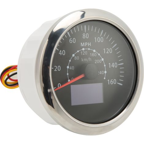 Compteur GPS universel 85mm/3.35in, 0-160MPH/0-240KM/H, écran LCD, étanche IP67, pour voiture, bateau, camping-car, DC9-32V, noir (1/5)
