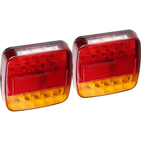 Feux arrière 12V 20LED double couleur pour remorque camion (verre rouge jaune) - lot de 2 (1/5)