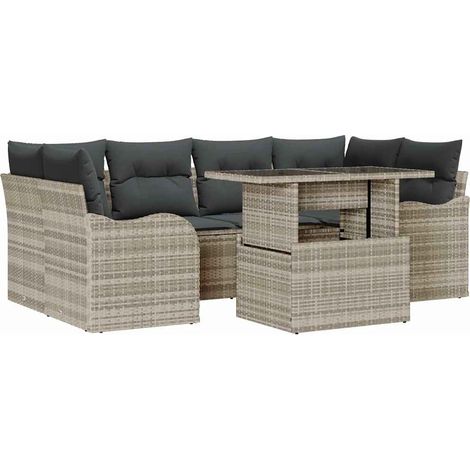Maison Exclusive - Set Divano da Giardino con cuscino 7 pcs Grigio chiaro