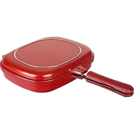 Poêle double face antiadhésive pour friture de poisson, poêle sans fumée pour crêpes, cuisson domestique, sans huile (1/5)