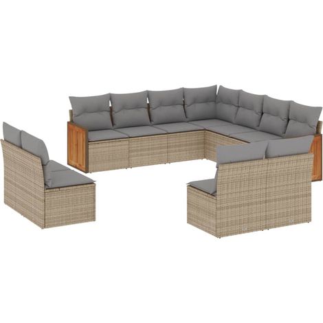 Maison Exclusive - Set de sofás de jardín 11pzas con cojines ratá (1/5)