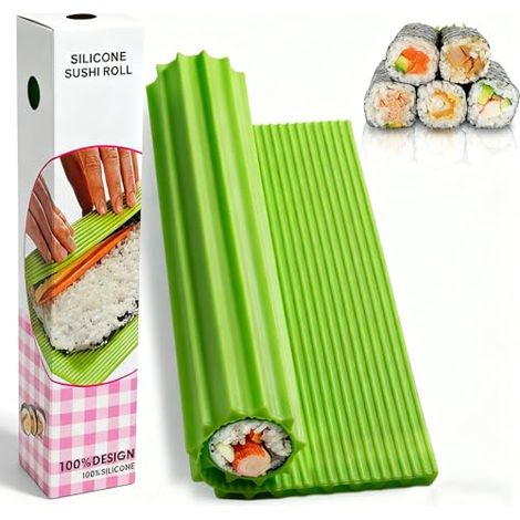 Tapis à Sushi - En Silicone Alimentaire Non Glissant - Pour Débutants et Enfants - 22 x 20 cm - 1 Pièce (1/5)