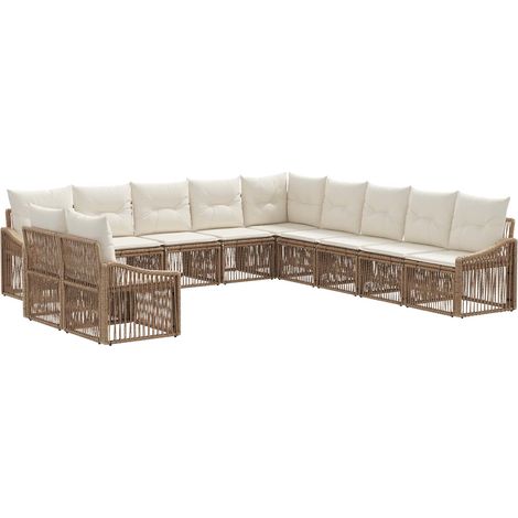 Gartensofa-set 11 pcs Beige Poly-Rattan vidaXL