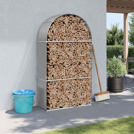 Kaminholzunterstand Hellgrau 120x45x210 cm Verzinkter Stahl