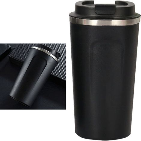 Mug de voyage isotherme à double paroi en acier inoxydable 304 de qualité alimentaire, pour boissons chaudes et froides, 510 ml, noir (1/5)