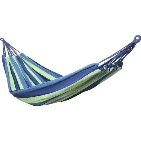 Hamac en toile pour usage intérieur et extérieur simple bleu (1/4)