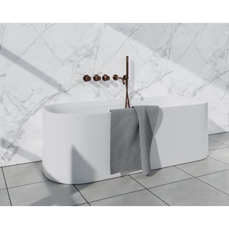 Fortifura Nebbio Ensemble combiné baignoire - mitigeur thermostatique - coude mural avec support de douchette - flexible de douche métallique - (1/5)