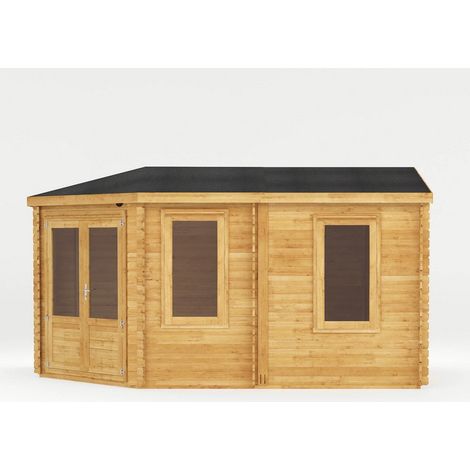 5 x 3 m Corner Lodge Grande Log Cabin - 28 mm - Timber - L316.8 x W509.8 x H274.3 cm - Brown